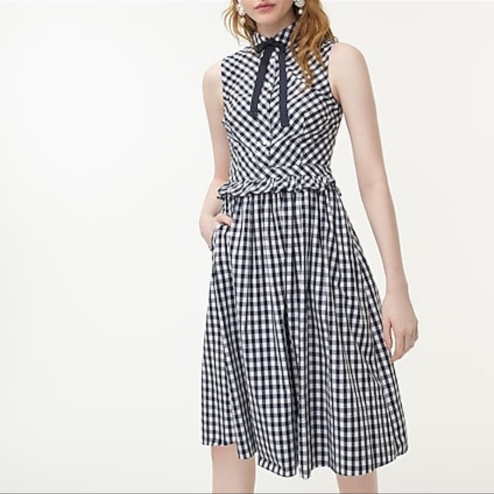JCrew Sleeveless Navy Plaid Dress Sz 6